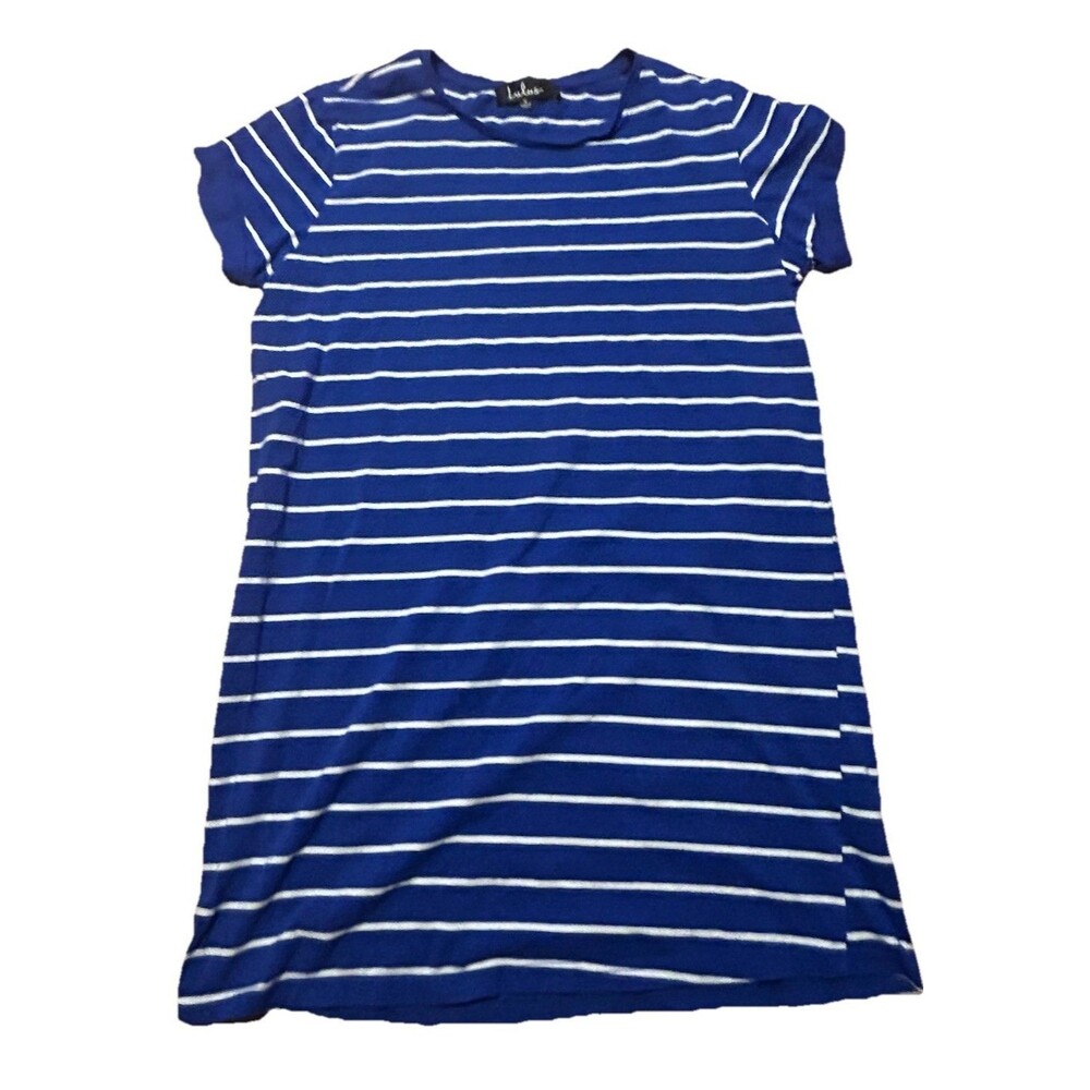 Lulus Blue White Stripe Short Sleeve T-Shirt Dress Size Small Casual Stretchy